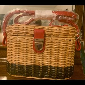 Color block wicker top handle bag NWT DRAPER JAMES